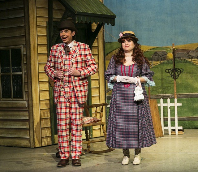 James Simpson as Ali Hakim with Abby Lowman as Ado Annie in WAOS' Oklahoma (2013)